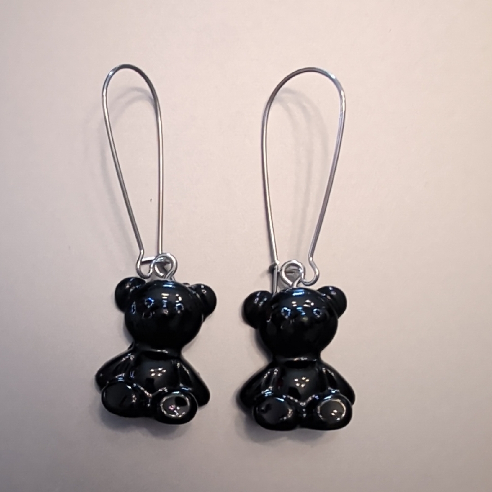 Black Teddy Bear Earrings